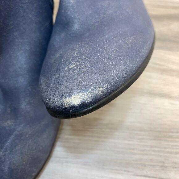 Ecco Shape 75 Ankle Bootie EU 38 US 7 Marine Blue Nubuck Leather High Heel - Picture 8 of 13